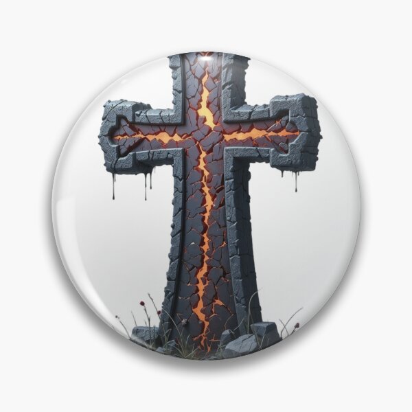 Item preview, Cracked Stone Cross with Glowing Orange Fissures and Icicles designed and sold by Creative88Art.