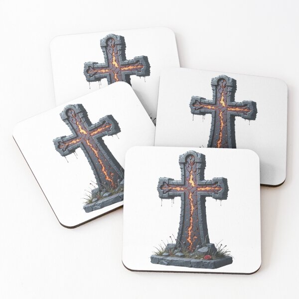 Item preview, Cracked Stone Cross with Glowing Orange Fissures and Icicles designed and sold by Creative88Art.