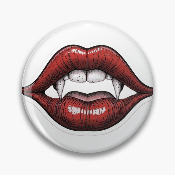 Item preview, Illustration of Red Lips with Vampire Fangs on Black Background designed and sold by Creative88Art.