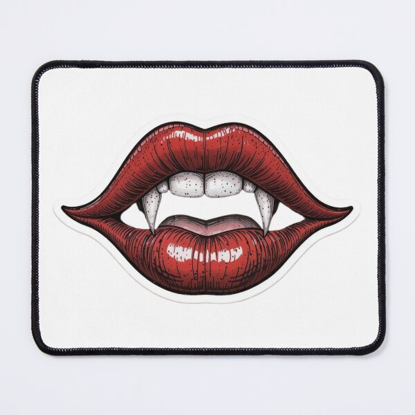 Item preview, Illustration of Red Lips with Vampire Fangs on Black Background designed and sold by Creative88Art.