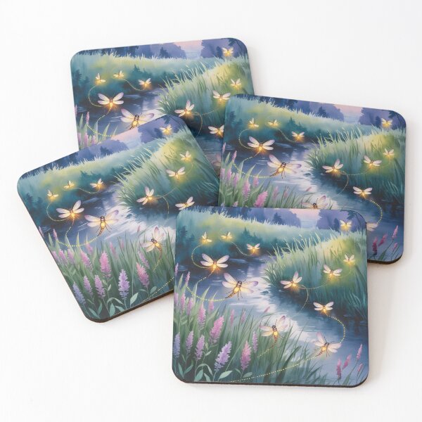 Item preview, fireflies flying over the meadow,watercolor. designed and sold by elegantpaterns.