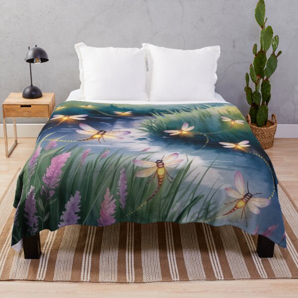 Item preview, fireflies flying over the meadow,watercolor. designed and sold by elegantpaterns.