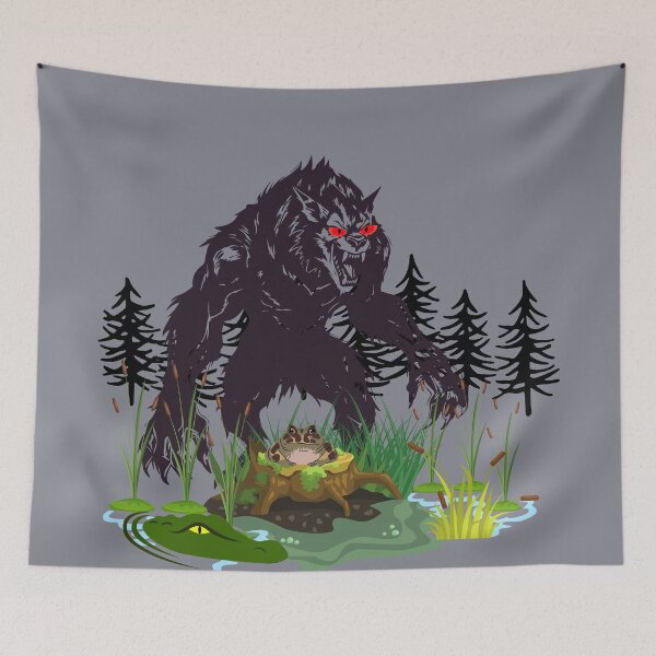 Item preview, Rougarou Swamp Werewolf – Cajun Cryptid Monster Art designed and sold by TheMysticNook.