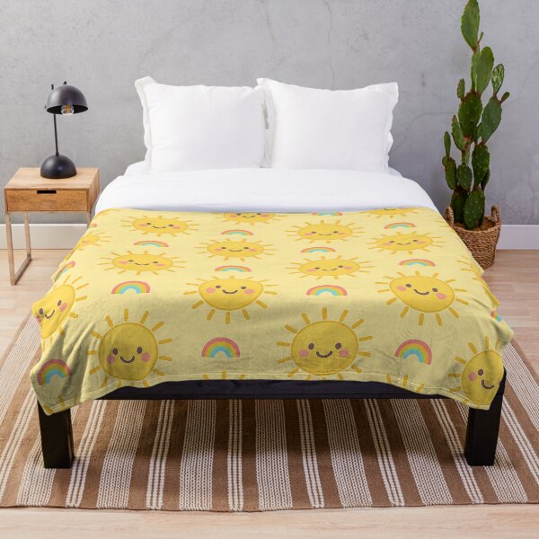 Aperçu de l'œuvre Motif mignon de soleil souriant et d'arc-en-ciel créée et vendue par weirdfishes123.