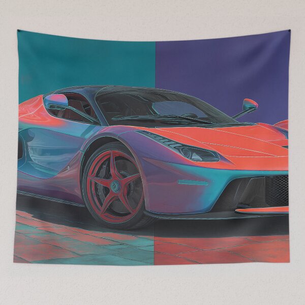 Item preview, Bright Pop Art Ferrari LaFerrari Supercar Illustration designed and sold by AutoPopStudio.