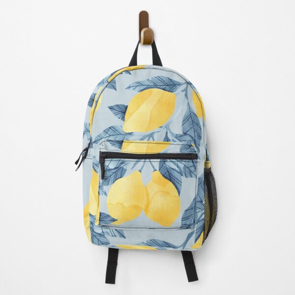 Item preview, Lemons illustration with blue leaves on blue background designed and sold by helga-wigandt.