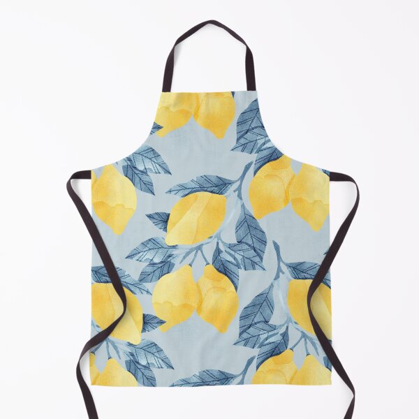 Item preview, Lemons illustration with blue leaves on blue background designed and sold by helga-wigandt.