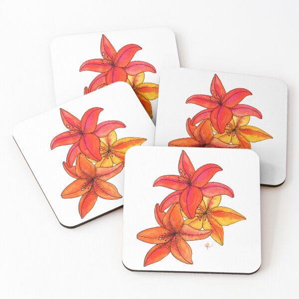 Item preview, Vibrant Orange Watercolor Lilies White Background designed and sold by Juluminous.