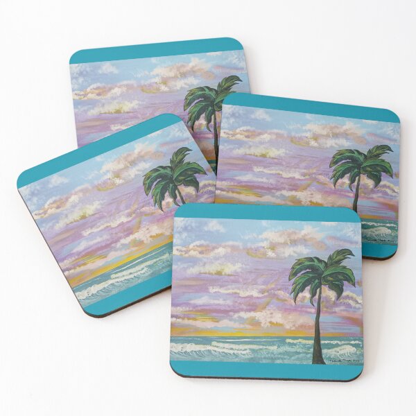 Item preview, Tropical Sunrise Serenity – Palm Tree & Ocean Acrylic-Oil Painting designed and sold by PEACELOVERSART.