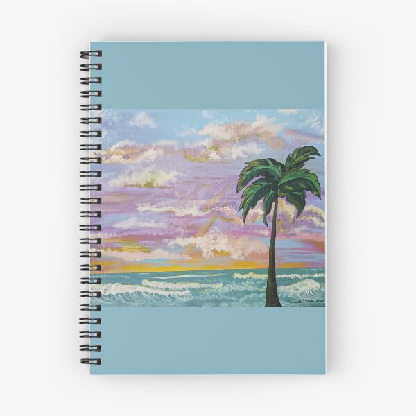 Item preview, Tropical Sunrise Serenity – Palm Tree & Ocean Acrylic-Oil Painting designed and sold by PEACELOVERSART.