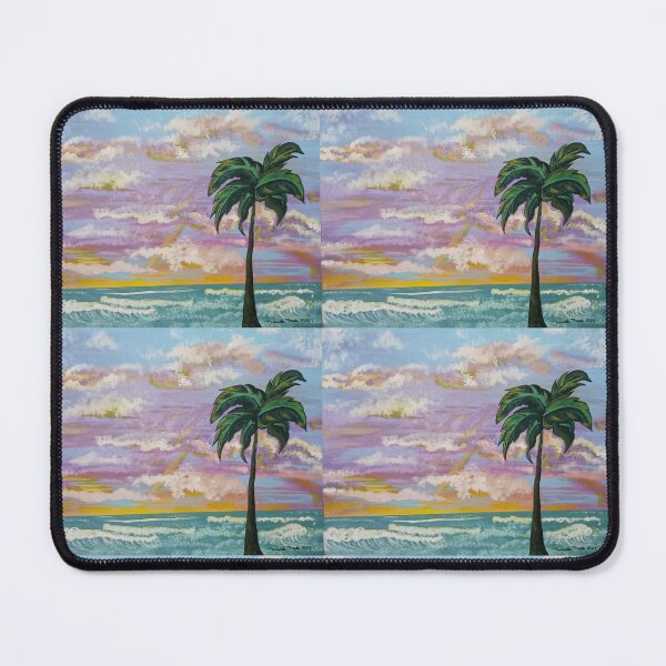 Item preview, Tropical Sunrise Serenity – Palm Tree & Ocean Acrylic-Oil Painting designed and sold by PEACELOVERSART.