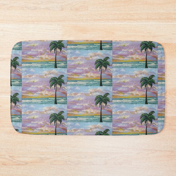 Item preview, Tropical Sunrise Serenity – Palm Tree & Ocean Acrylic-Oil Painting designed and sold by PEACELOVERSART.
