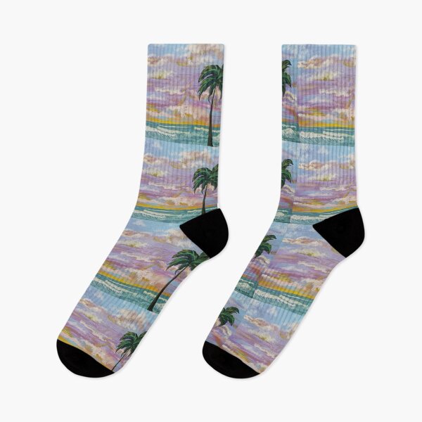 Item preview, Tropical Sunrise Serenity – Palm Tree & Ocean Acrylic-Oil Painting designed and sold by PEACELOVERSART.