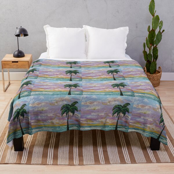 Item preview, Tropical Sunrise Serenity – Palm Tree & Ocean Acrylic-Oil Painting designed and sold by PEACELOVERSART.