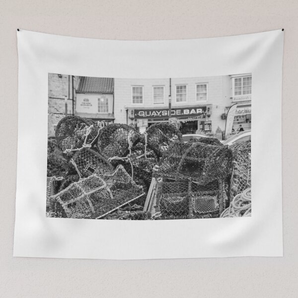 Item preview, Crab and lobster pots on the quayside in black and white designed and sold by yackers1.