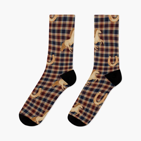Item preview, Equestrian Plaid Tartan - Autumn Country Club Horse & Horseshoe  designed and sold by holu_designs.