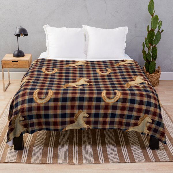 Item preview, Equestrian Plaid Tartan - Autumn Country Club Horse & Horseshoe designed and sold by holu_designs.