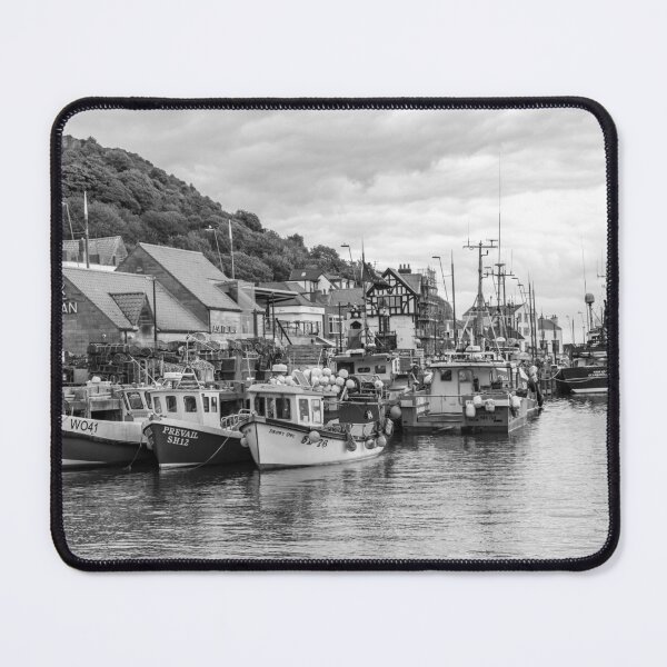Item preview, Scarborough harbour, North Yorkshire in black and white designed and sold by yackers1.