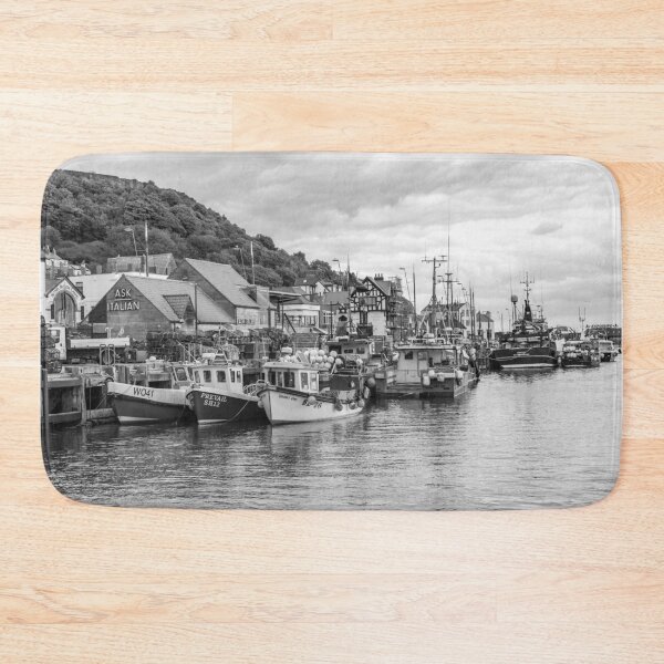 Item preview, Scarborough harbour, North Yorkshire in black and white designed and sold by yackers1.