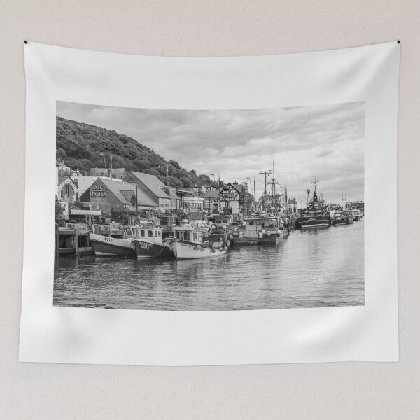 Item preview, Scarborough harbour, North Yorkshire in black and white designed and sold by yackers1.
