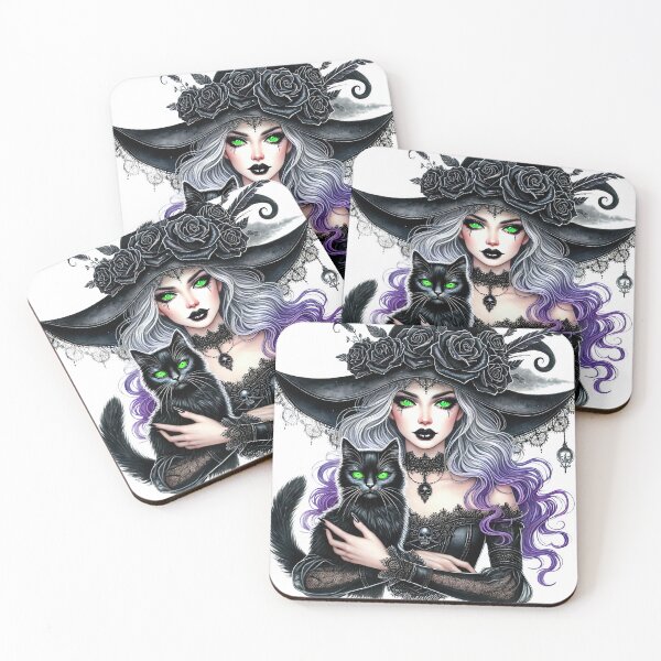 Item preview, Halloween Witch With Black Cat designed and sold by Eiwaprints.