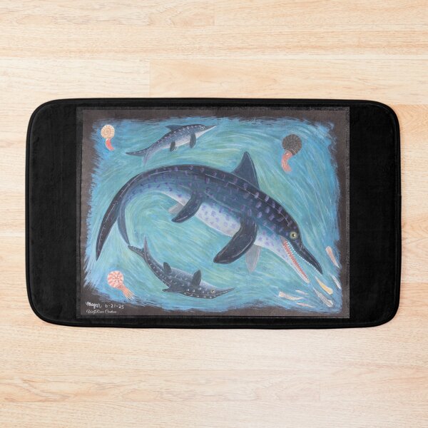 Item preview, Ichthyosaurus family hunting some squid  designed and sold by WolfRaven Creations.