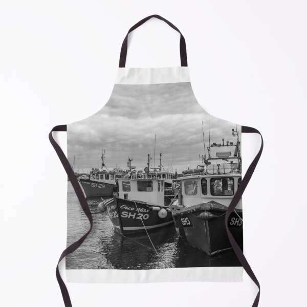 Item preview, Commercial fishing boats in the harbour in black and white designed and sold by yackers1.