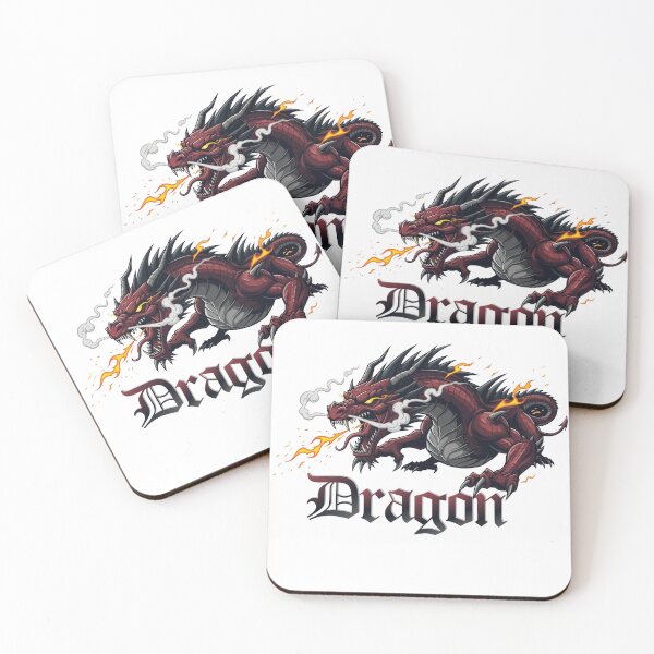 Item preview,  A Fierce Red Dragon Breathing Fire and Smoke with Bold Typography designed and sold by naser100.