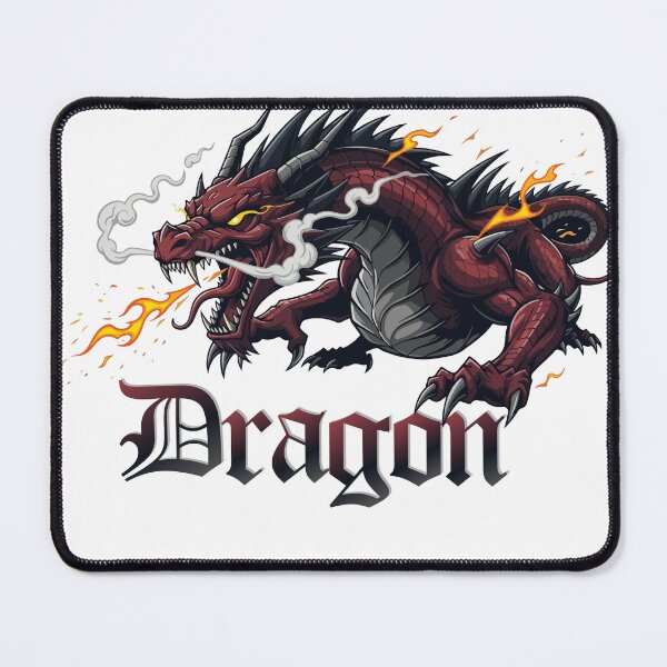 Item preview,  A Fierce Red Dragon Breathing Fire and Smoke with Bold Typography designed and sold by naser100.