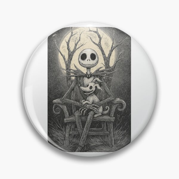 Item preview, Halloween print of Jack Skellington and his dog Zero sitting on his lap designed and sold by JoToteTales.