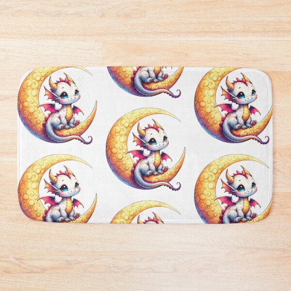 Item preview, Cute Baby Dragon on Moon – Fantasy Kawaii Illustration designed and sold by mybunnyparadise.
