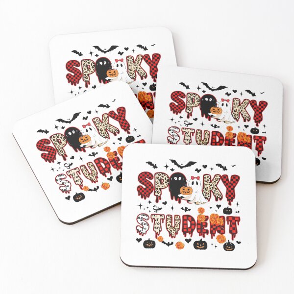 Item preview, Spooky Student Halloween Art - Cute Ghosts & Plaid Leopard Print designed and sold by Colorful-Garden.