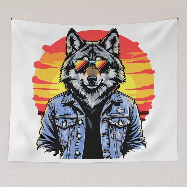 Item preview, Retro 80's Wolf, So Cool He has to wear shades designed and sold by Really Bad Art.