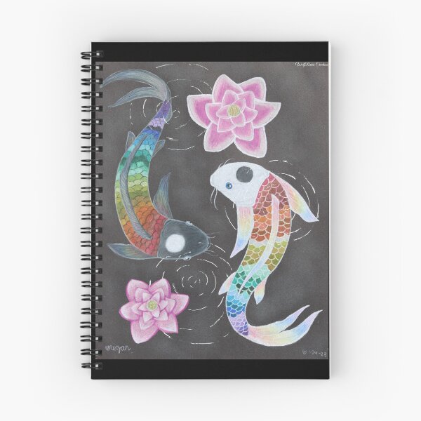 Item preview, Rainbow koi fish on black paper designed and sold by WolfRaven Creations.