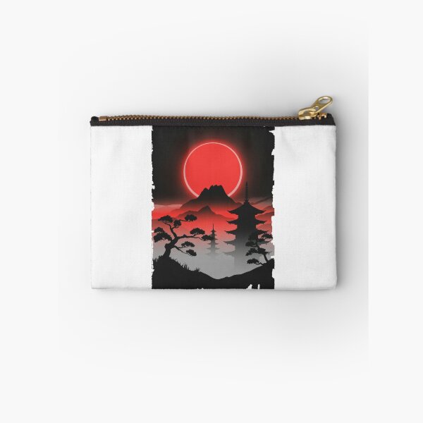 Item preview, Red Eclipse Over Japanese Pagoda – Dark Oriental Landscape designed and sold by Enea Kelo.