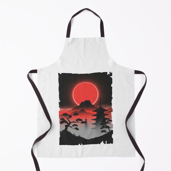 Item preview, Red Eclipse Over Japanese Pagoda – Dark Oriental Landscape designed and sold by Enea Kelo.