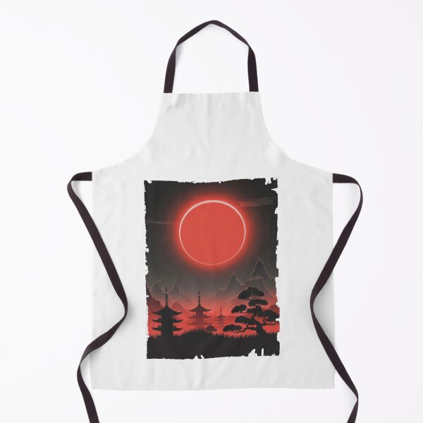 Item preview, Red Eclipse Over Japanese Pagoda – Dark Oriental Landscape designed and sold by Enea Kelo.