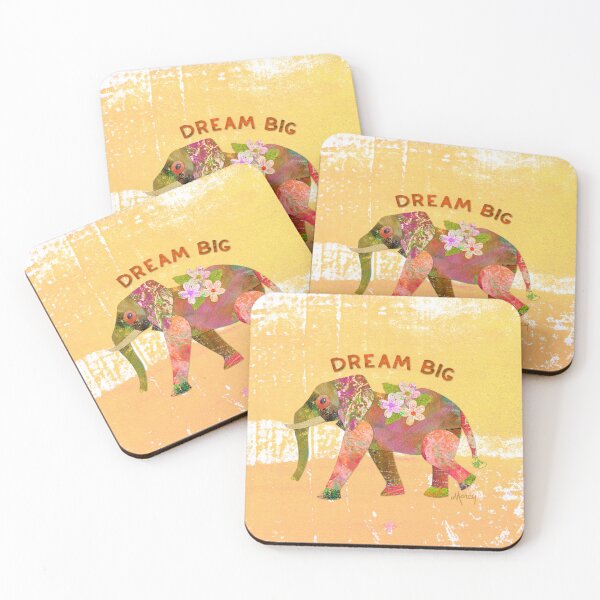 Item preview, Dream Big Elephant Collage Illustration designed and sold by MarcyBrennanArt.