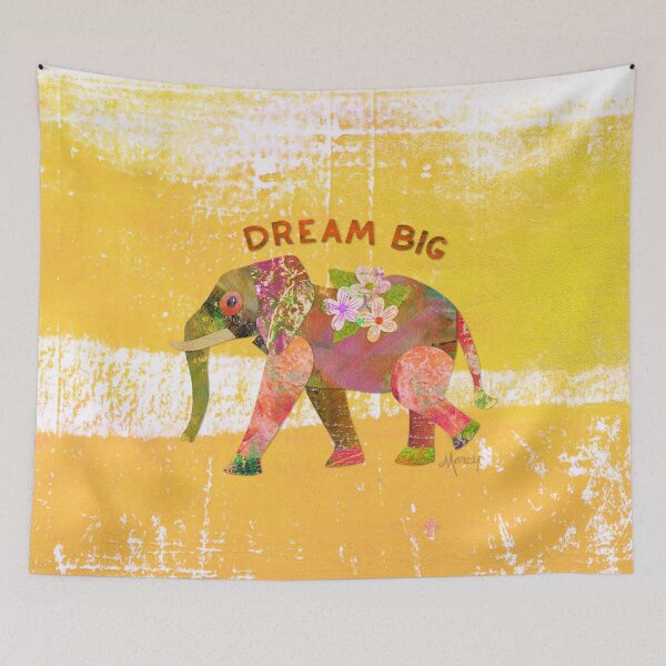 Item preview, Dream Big Elephant Collage Illustration designed and sold by MarcyBrennanArt.