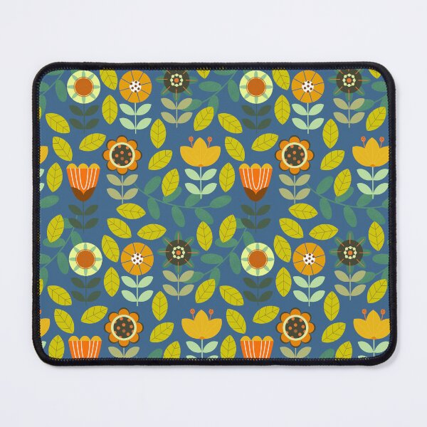Item preview, Sixties retro flowers on blue designed and sold by Irene Pacha.