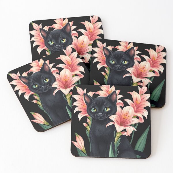 Item preview, Black cat with flowers n.1 designed and sold by Filotecnia.