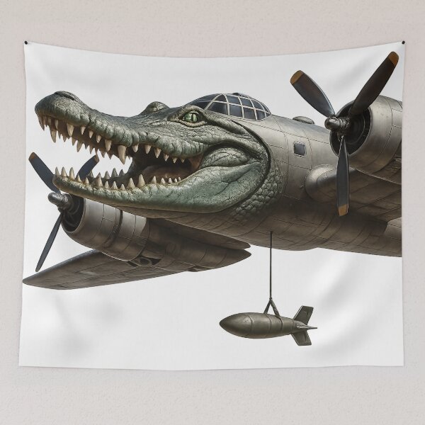 Item preview, Bombardiro Crocodilo – Italian Brain Rot Warplane Meme Character | Surreal Croc Bomber Design designed and sold by Flying Penguins.