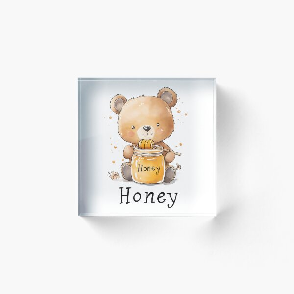 Artikelvorschau, Cute Teddy Bear with Honey Jar – Adorable Cartoon Art entworfen und verkauft von Rasa-X-.