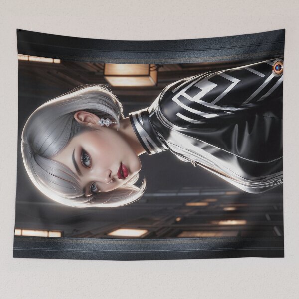 Item preview, Silver Beauty Ieshatae Nimea A Portrait Of Modern Elegance Stunning AI Concept Art by Xzendor7 designed and sold by Xzendor7 Digital Art Creations.