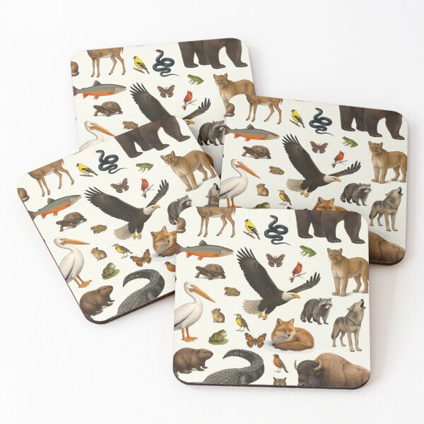 Item preview, Animals of the United States Illustration Chart Wildlife Art designed and sold by kakarikihill.