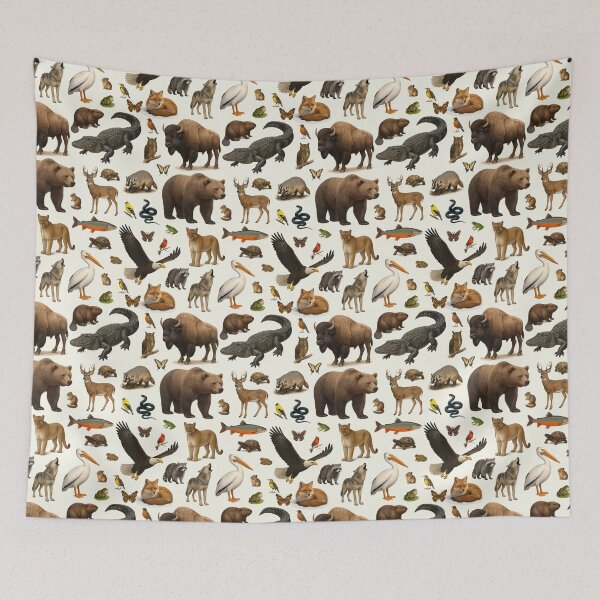 Item preview, Animals of the United States Illustration Chart Wildlife Art designed and sold by kakarikihill.