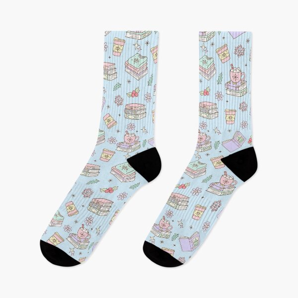 Item preview, Kawaii Pastel Winter Pattern with Books, Coffee & Snowflakes designed and sold by smeraldosecrets.