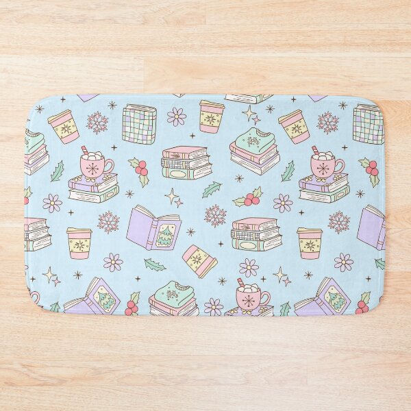 Item preview, Kawaii Pastel Winter Pattern with Books, Coffee & Snowflakes designed and sold by smeraldosecrets.