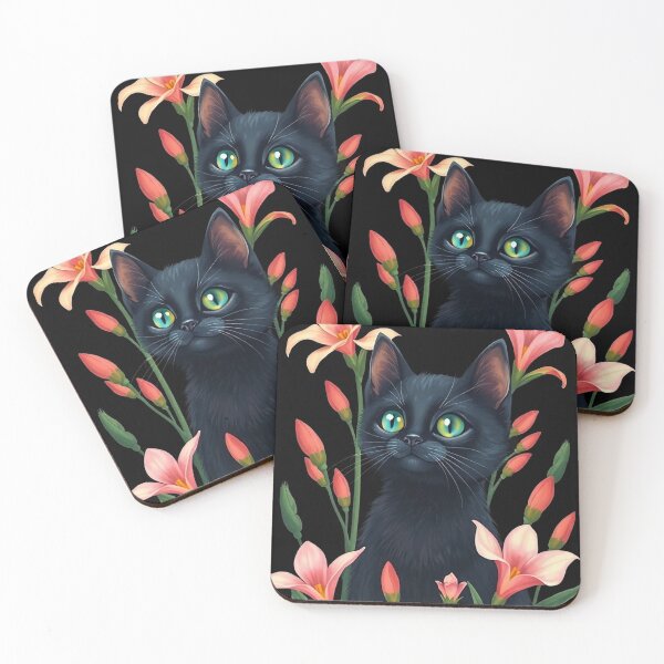 Item preview, Black cat with flowers n.2 designed and sold by Filotecnia.