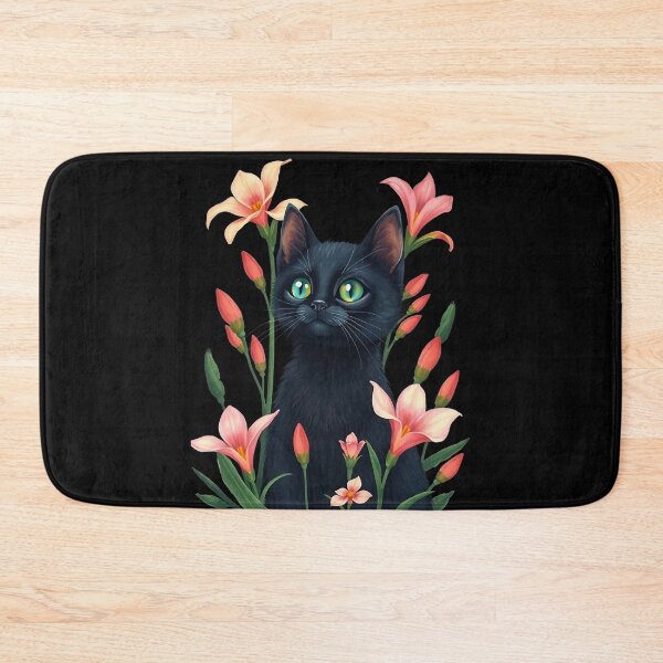 Item preview, Black cat with flowers n.2 designed and sold by Filotecnia.